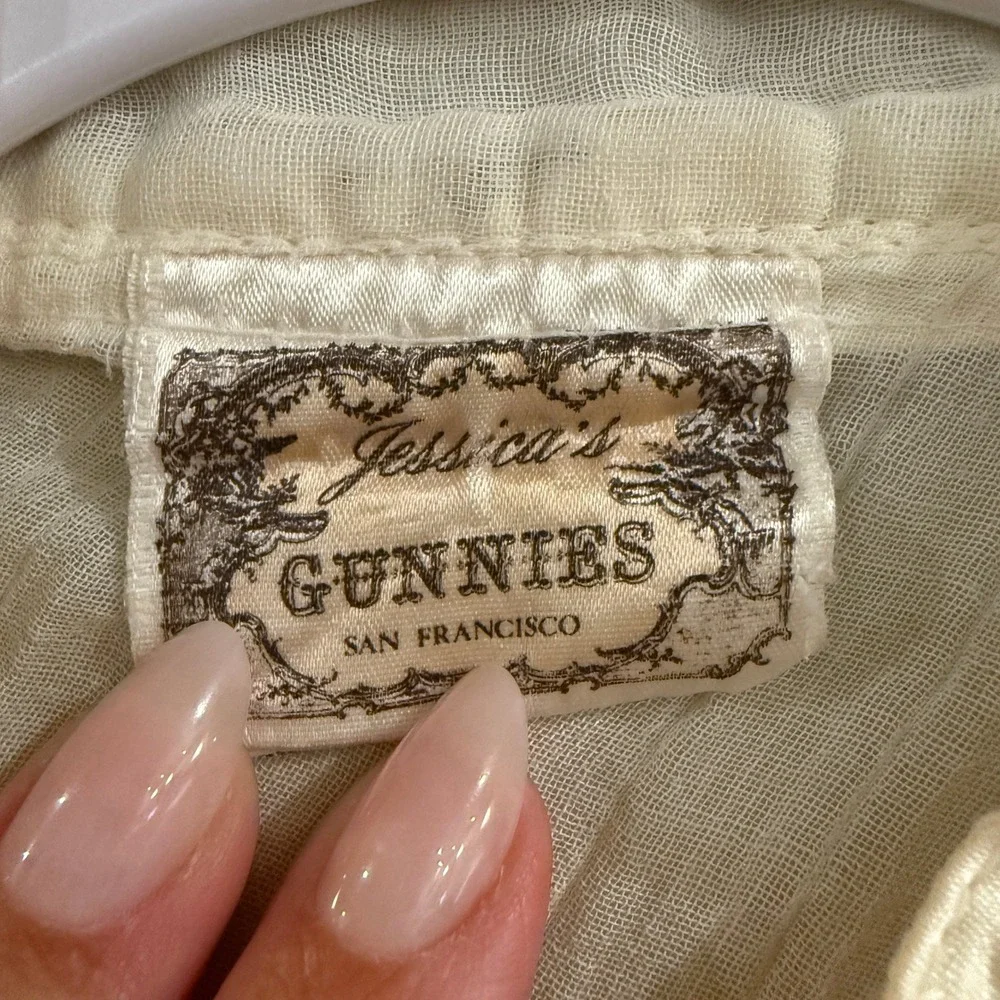 Vintage Jessica's Gunnies Skirt Set M Brown Ivory Floral Lace Prairie Cottage